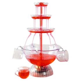 3-Tier Clear Drink Dispenser with Lighted Base and 5 Cups