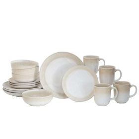 Sorrell Beige Reactive Stoneware 16 Piece Dinnerware Set