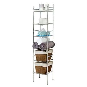 6-Tier Steel Storage Tower, Chrome, Holds up to 10 lb per Shelf