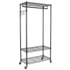 Oceanstar Garment Rack with Adjustable Shelves with Hooks, Black