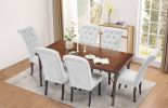 6 Piece Dining Table Set Wood Dinette Table and 6 Upholstered Chairs and a Bench with Cushion, Farmhouse 70'' Kitchen Table Set for 6 People Espresso