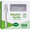 Comfy Package Engraved Plastic Forks Disposable Silverware Heavy Duty Cutlery Clear, 100-pack