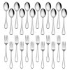 Vesteel 24-Piece Forks and Spoons Silverware Set, Stainless Steel Dinner Spoons and Forks Flatware Set, Heavy Duty & Mirror Polished