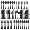 48 Pieces Matte Black Silverware Set with Steak Knives, YFBXG Stainless Steel Flatware Cutlery Set for 4, Hand Wash Recommended (Black1)