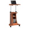 Techni Mobili Sit-to-Stand Rolling Adjustable Height Laptop Cart With Storage, Woodgrain