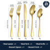 20-Piece Silverware Set, Stainless Steel Modern Flatware, Service for 4, Mirror Polished, Dishwasher Safe, Gold