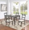 Classic Stylish Gray Natural Finish 5pc Dining Set Kitchen Dinette Wooden Top Table and Chairs Cushions Seats Ladder Back Chair Dining Room