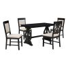 TREXM 5-Piece Retro Dining Set, Rectangular Wooden Dining Table and 4 Upholstered Chairs for Dining Room and Kitchen (Black)