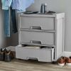 3 Drawer Wide Diamond Plastic Storage Cart, Soft Silver