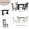 TREXM 5-Piece Retro Dining Set, Rectangular Wooden Dining Table and 4 Upholstered Chairs for Dining Room and Kitchen (Black)