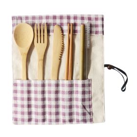 Portable Bamboo Tableware 6-Piece Set (Option: A)