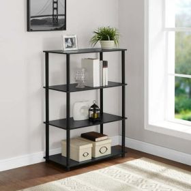 No Tools 4-Shelf Storage Bookcase (Color: Black)