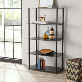 No Tools 5-Shelf Storage Bookcase (Color: Black)