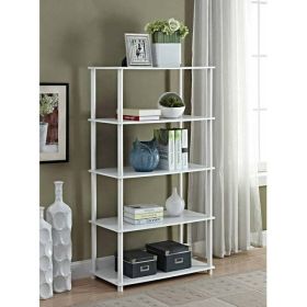 No Tools 5-Shelf Storage Bookcase (Color: White)